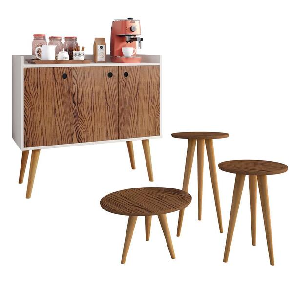 Conjunto Decorativo Sala Kit 3 Mesinhas Lateral Apoio Centro