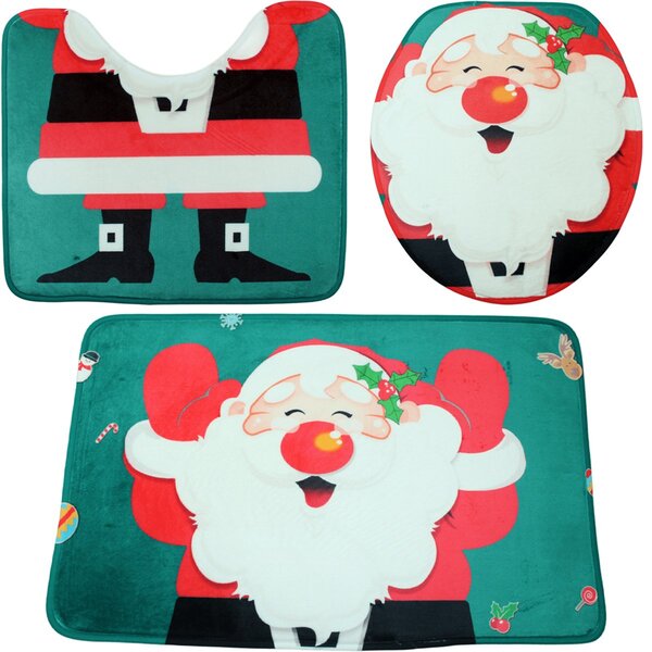 Conjunto Decorativo Tapetes Natal Banheiro Enfeite Natalino