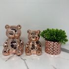 Conjunto Decorativo Urso De Cerâmica E Vaso De Vidro Rose