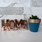 Conjunto Decorativo Vaso Azul De Cerâmica E Palavra Home