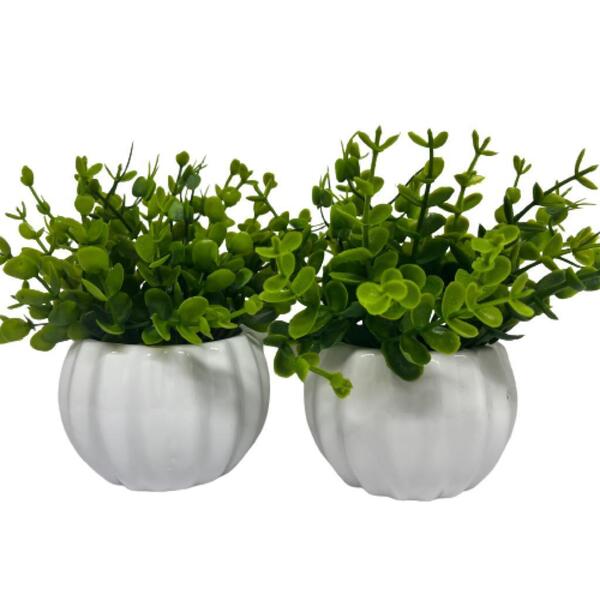 Conjunto Decorativo Vaso Branco De Cerâmica Trabalhado