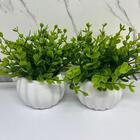 Conjunto Decorativo Vaso Branco De Cerâmica Trabalhado