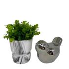 Conjunto Decorativo Vaso Estampa Mármore E Pássaro Grande