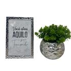 Conjunto Decorativo Vaso Geométrico 3d E Porta Retrato Prata