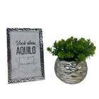 Conjunto Decorativo Vaso Geométrico 3d E Porta Retrato Prata