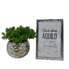 Conjunto Decorativo Vaso Geométrico 3d E Porta Retrato Prata