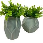 Conjunto Decorativo Vaso Moderno Com Pintura Craquelada