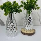 Conjunto Decorativo Vaso Prata De Cerâmica Trabalhado