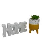 Conjunto Decorativo Vaso Tripé De Cerâmica E Palavra Home