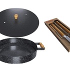 Conjunto Disco Esmaltado Com Alça Tampa E Talheres Qualinox