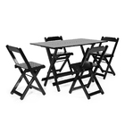 Conjunto Dobrável 120 X 70 Com 4 Cadeiras Preto - Móveis Britz