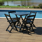 Conjunto Dobrável 70 X 70 Com 4 Cadeiras Dobráveis Preto - Mó