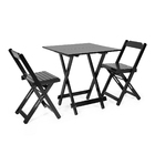 Conjunto Dobrável 70x70 Com 2 Cadeiras Dobráveis Preto - Móve