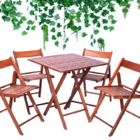 Conjunto Dobrável De Madeira Linha Gourmet Mesa Tampo Ripado