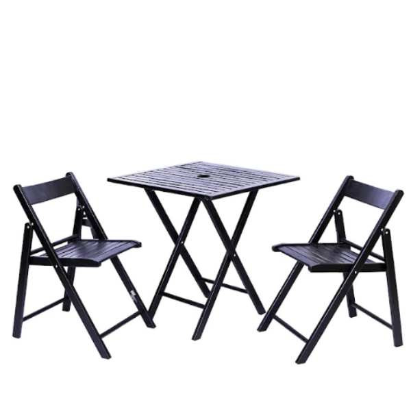 Conjunto Dobrável De Madeira Linha Gourmet Mesa Tampo Ripado