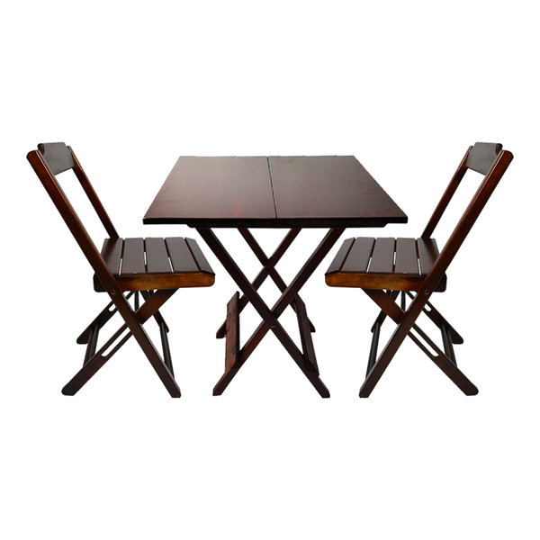 Conjunto Dobravel De Mesa 70x70 Com 2 Cadeiras Em Madeira Imb