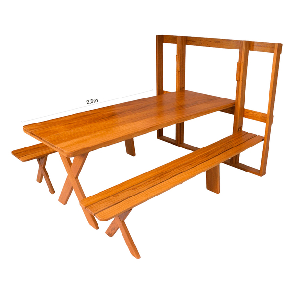 Conjunto Dobrável De Parede Para Churrasco 2,5m 2 Bancos Made