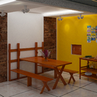 Conjunto Dobrável De Parede Para Churrasco 2m 2 Bancos Madeir