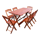 Conjunto Dobrável Mesa 1,5m 6 Cadeiras Madeira Maciça Eucalip