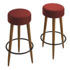 Conjunto Duas Banquetas Couro Vermelha 70cm