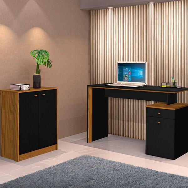 Conjunto E 1 Mesa Escrivaninha E 1 Armário Balcão Office Escr