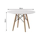 Conjunto Eames Eiffel Madeira Tampo 68cm Redondo Branco 4 Cad
