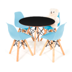 Conjunto Eames Infantil Preto Com 4 Cadeiras Eiffel Azul