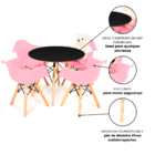 Conjunto Eames Infantil Preto E 4 Cadeiras Braço Rosa