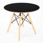 Conjunto Eames Infantil Preto E 4 Cadeiras Braço Rosa