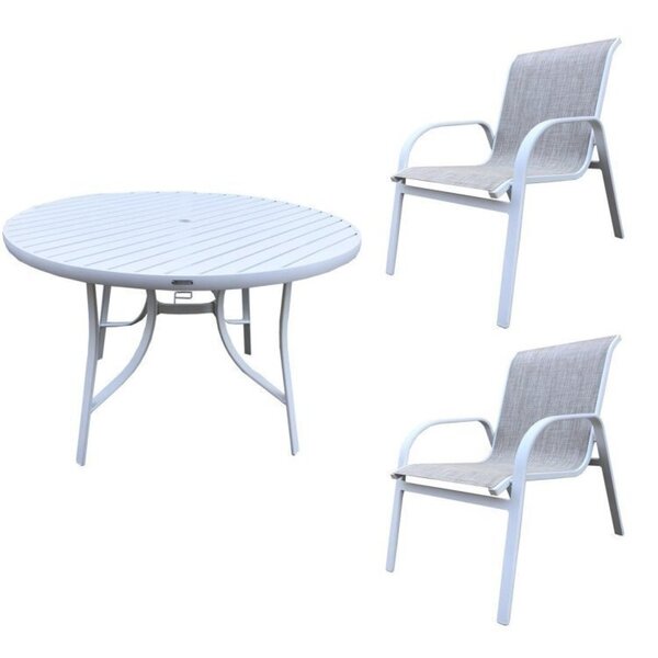 Conjunto Em Alumínio Mesa Redonda Ripada 120cm Porto Rico E 2