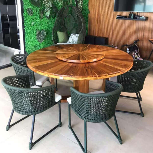 Conjunto Em Corda Náutica Jasmin  - 6 Cadeiras Com Mesa De Ta