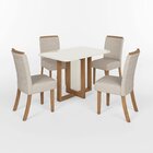 Conjunto Érika Mesa 120 Cm Canto Arredondado Com Vidro 4 Cade