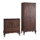 Conjunto Escritório 02 Armários Rústicos Madeira Maciça Marro