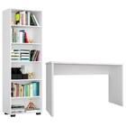 Conjunto Escritório 2 Peças Mesa Gávea E Estante Office Branc