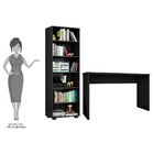 Conjunto Escritório 2 Peças Mesa Gávea E Estante Office Preto