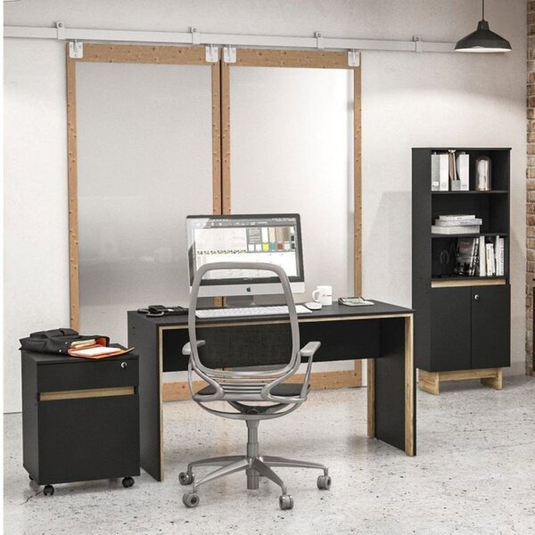 Conjunto Escritório 3 Peças Com 1 Mesa, 1 Gaveteiro E 1 Estan