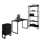 Conjunto Escritório 3 Peças Mesa 120cm Estante 5 Prateleiras