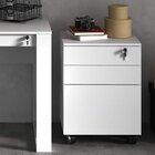 Conjunto Escritório 5 Peças Mesa L Com Gaveteiro Armário E 2