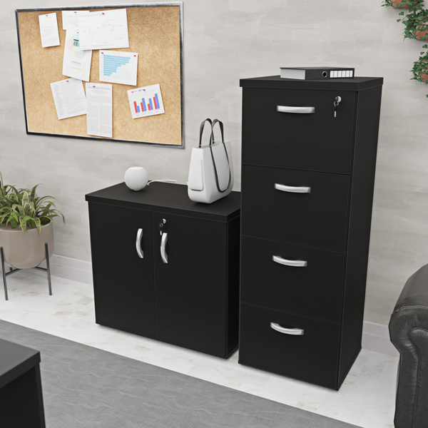 Conjunto Escritório Armário Baixo E Gaveteiro Arquivo C/ Fech