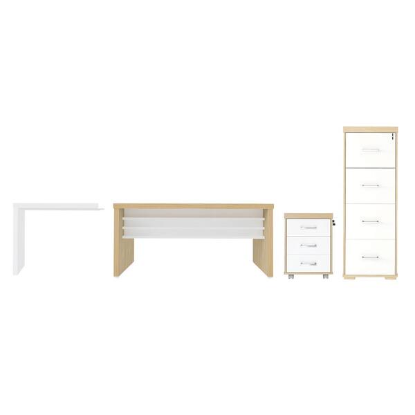 Conjunto Escritório Completo Basingstoke Carvalho Branco