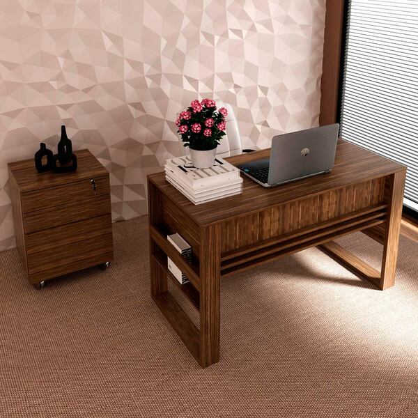 Conjunto Escritório Completo Com Mesa E Gaveteiro Volante  No