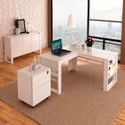 Conjunto Escritório Completo Mesa Em L Gaveteiro E Balcão  Br