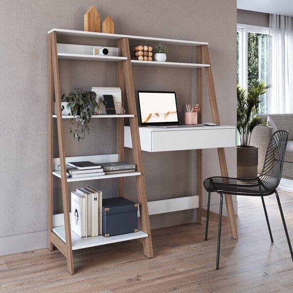 Conjunto Escritório Escrivaninha E Estante Multiuso 1 Gaveta