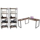 Conjunto Escritório Estilo Industrial Mesa 150x150cm E 2 Esta