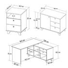 Conjunto Escritório Home Office 3 Peças Golden A06 Olmo/branc