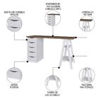 Conjunto Escritório Home Office 3 Peças Maly A06 Nogal/branco