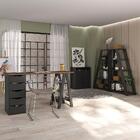 Conjunto Escritório Home Office 3 Peças Stela A06 Nogal/preto