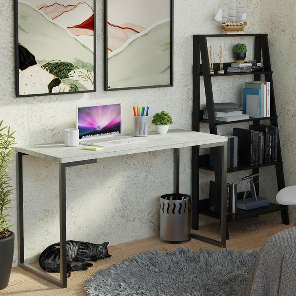Conjunto Escritório Home Office Com Mesa Industrial + Estante