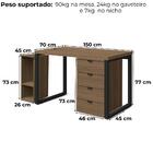 Conjunto Escritorio Industrial 3 Peças 150 Cm Frame Kappesberg