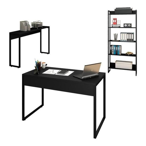 Conjunto Escritório Mesa 120 Aparador E Estante Studio Indust